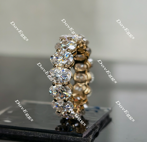 Doveggs oval brilliant full eternity moissanite/lab grown diamond wedding band-6mm band width