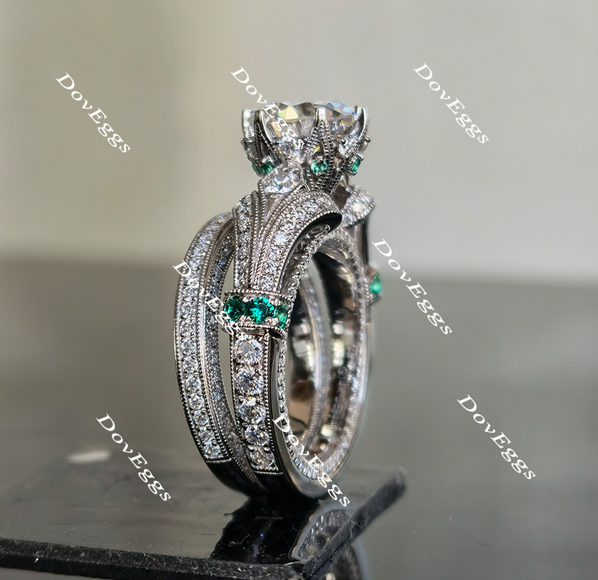 Doveggs pave moissanite/lab grown diamond wedding band (one piece of wedding band only)-2.3mm band width