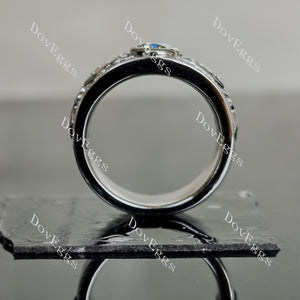 Doveggs pear half eternity pave bezel colored moissanite ring