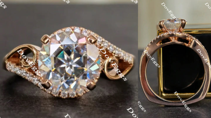 doveggs round art deco moissanite engagement ring for women - DovEggs-Seattle